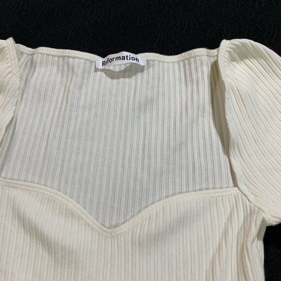 Reformation White Dress XS Bruno Stretch Knit Striped - Picture 7 of 16